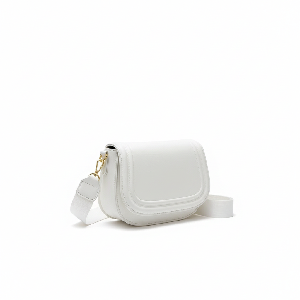 Crossbody Bag with a Flap-over Closure And Thick Shoulder Strap