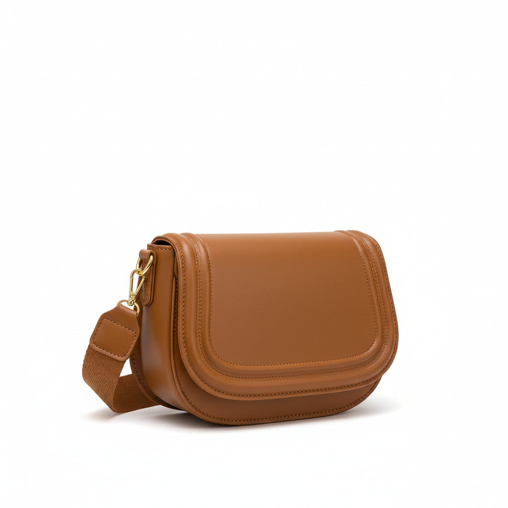 Crossbody Bag with a Flap-over Closure And Thick Shoulder Strap