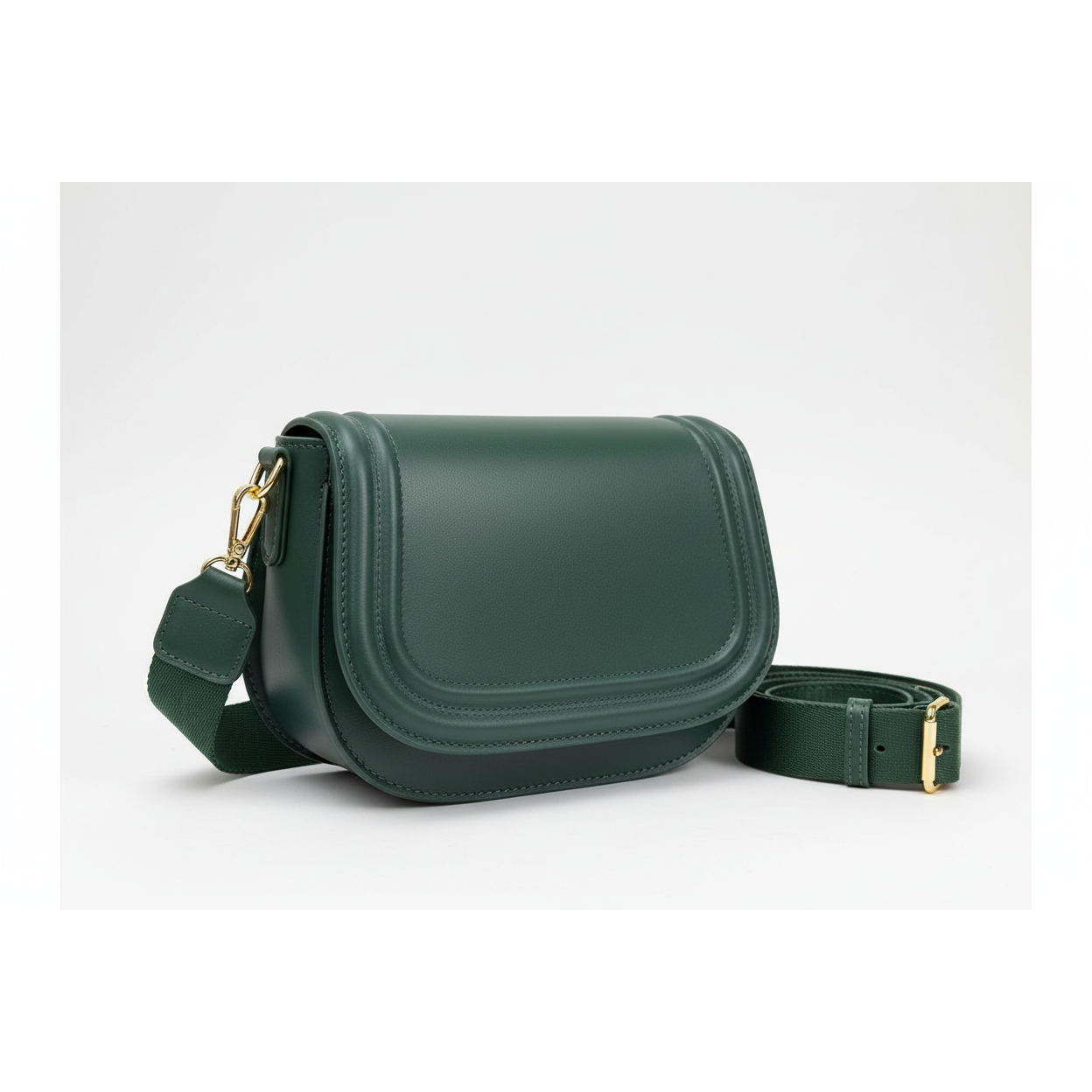 Crossbody Bag with a Flap-over Closure And Thick Shoulder Strap