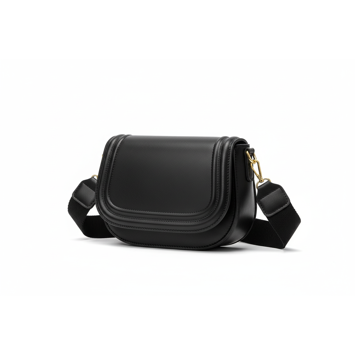 Crossbody Bag with a Flap-over Closure And Thick Shoulder Strap