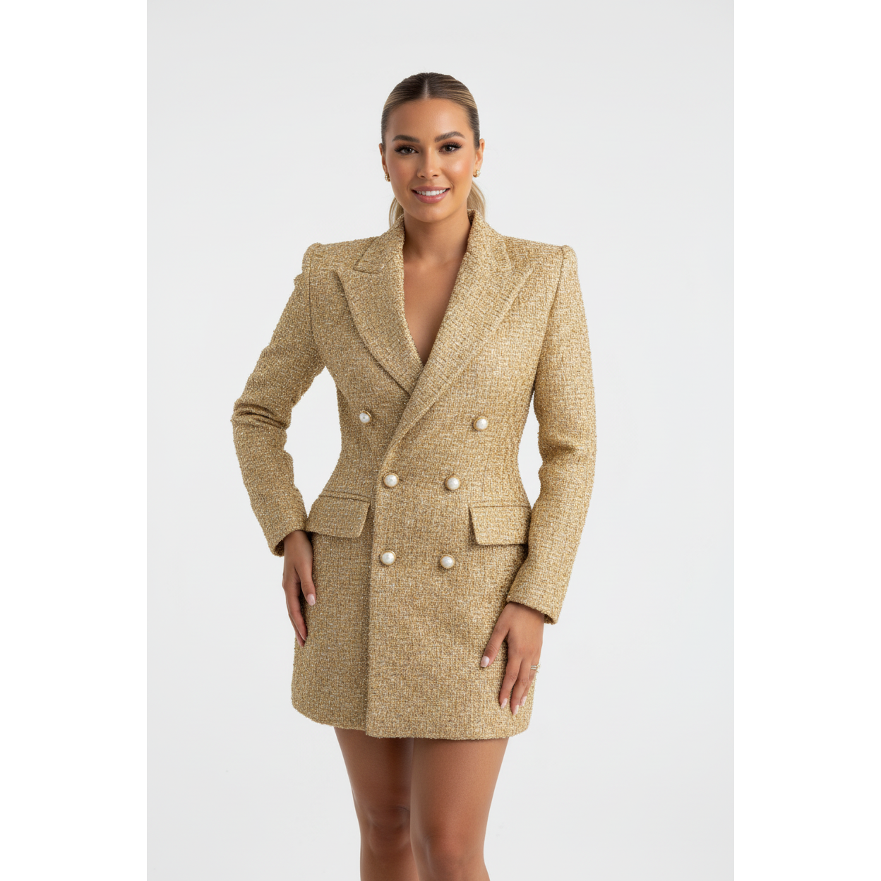 Ladies Classic Boucle Mini Blazer Dress