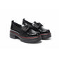 Red Stripe Bow Patent Chunky Loafers