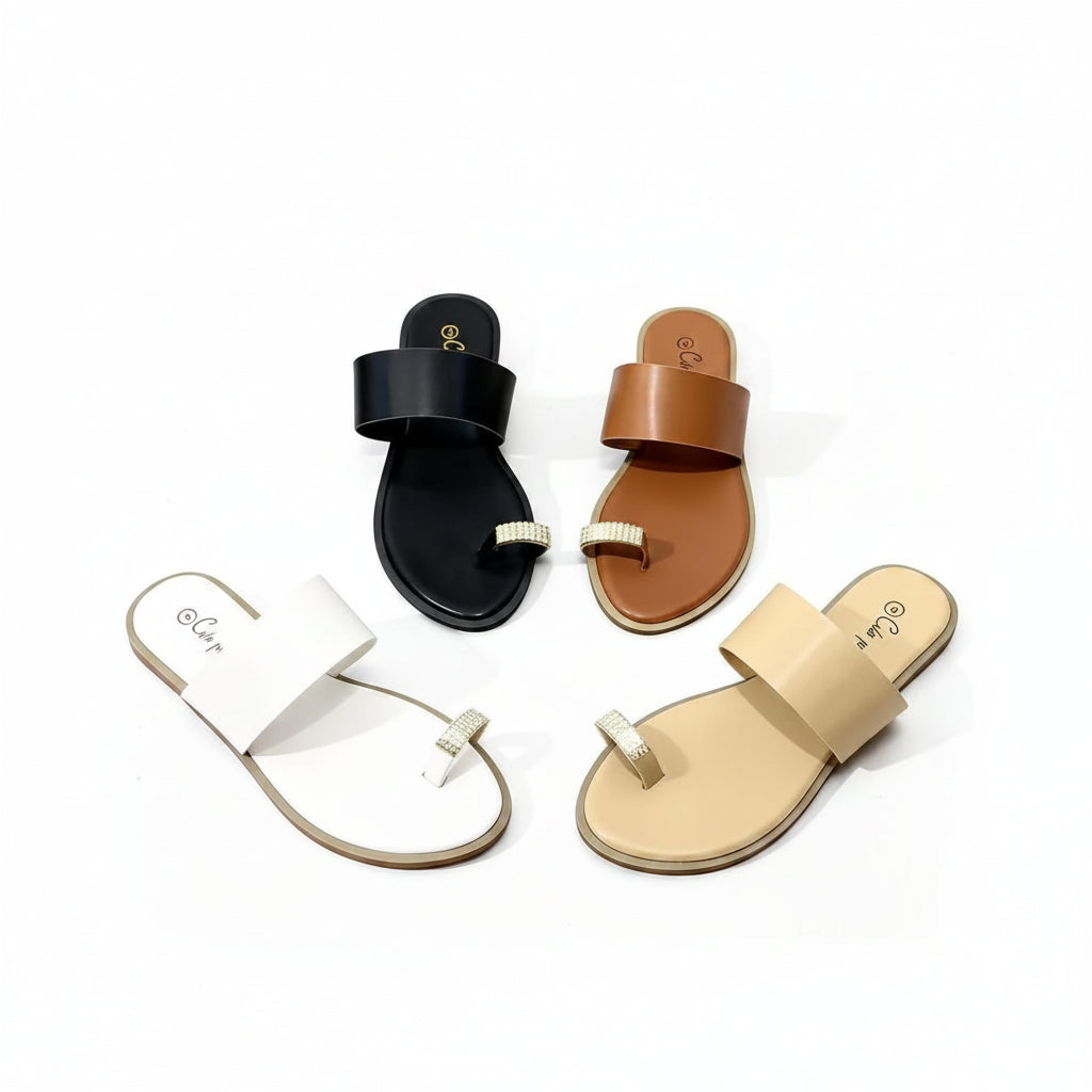 Embellished Toe Ring Slip-on Sandal