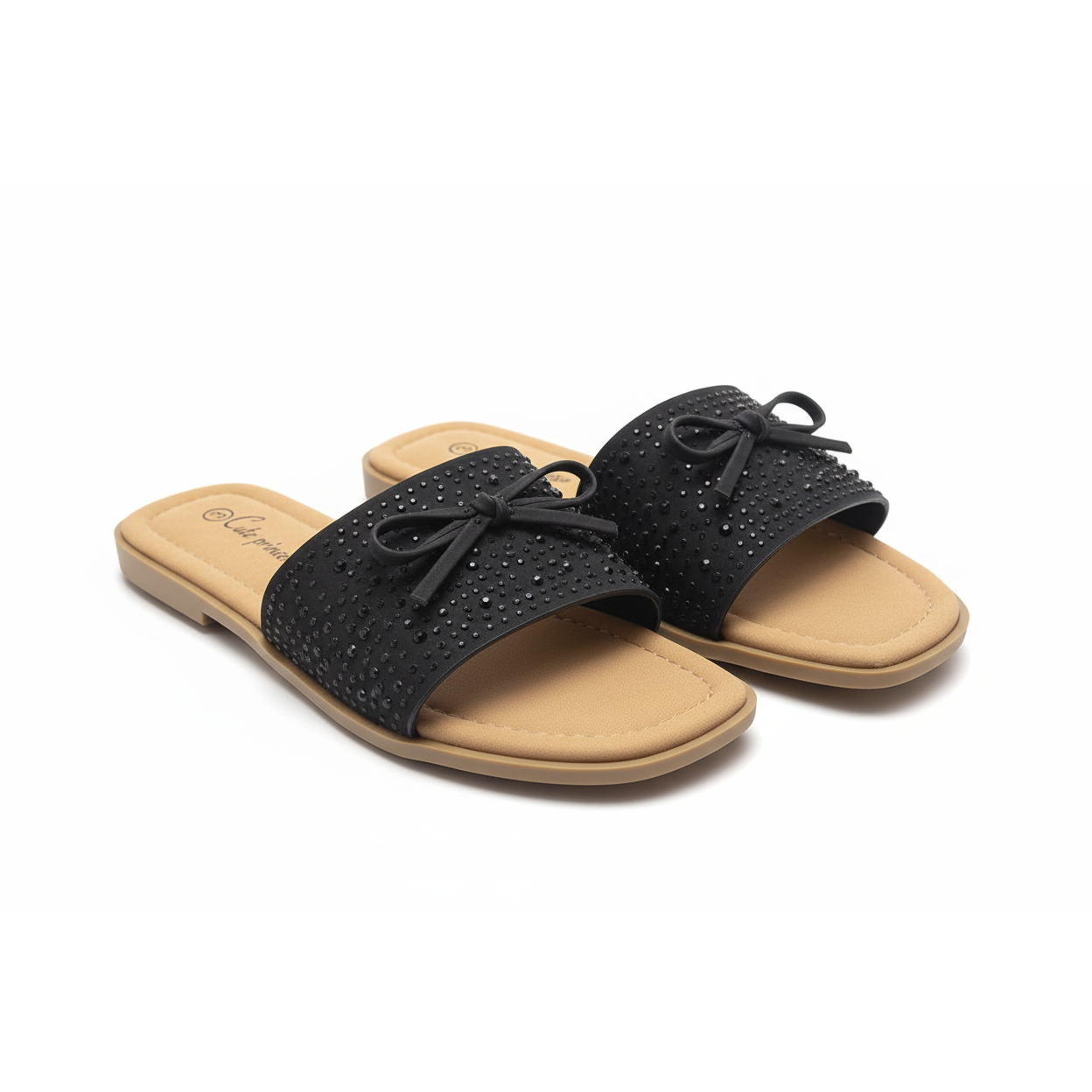 Ladies Rhinestone Bow Flat Sandal