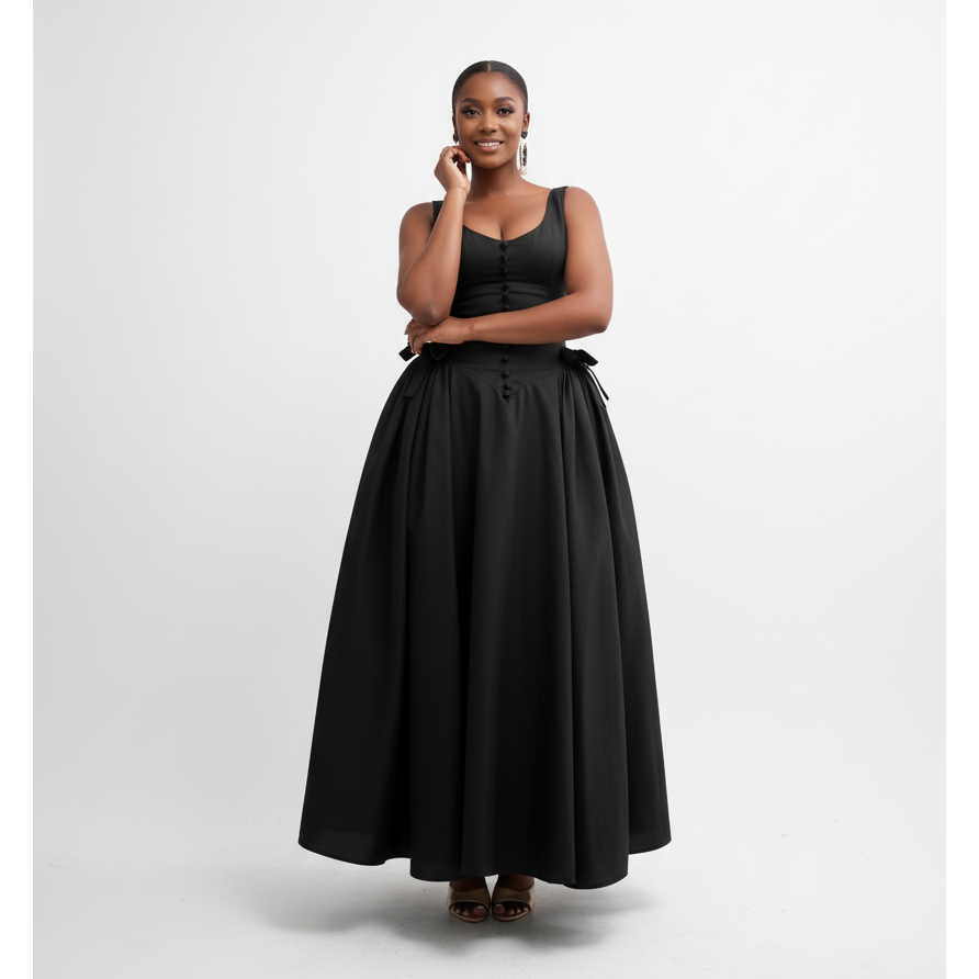 Vintage Plus Size Bow Button-Down Dress