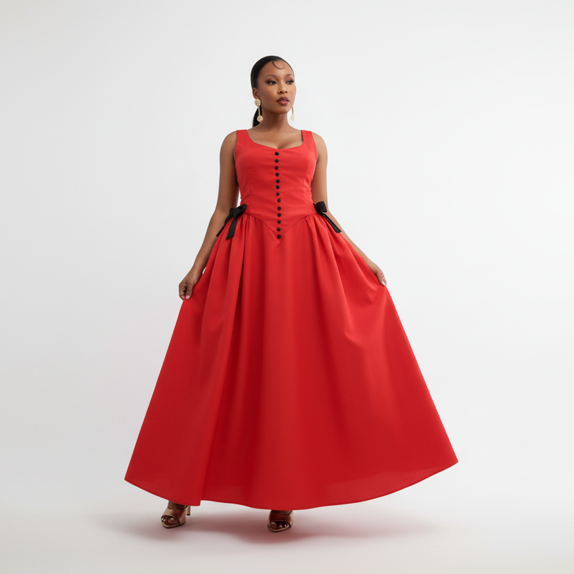 Vintage Plus Size Bow Button-Down Dress