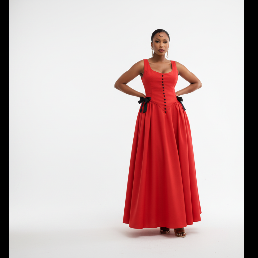 Vintage Plus Size Bow Button-Down Dress