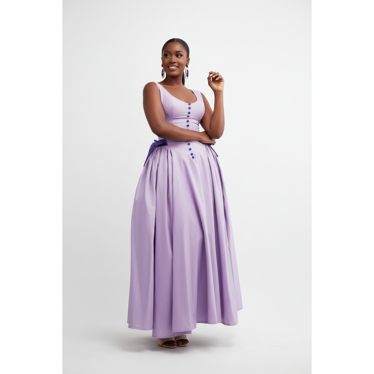 Vintage Plus Size Bow Button-Down Dress