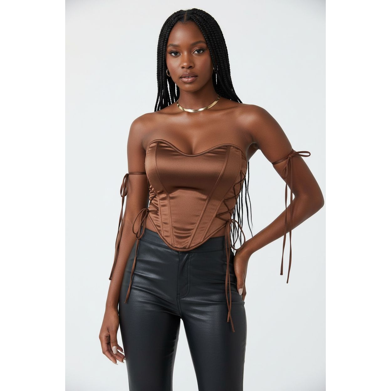 Stylish Sexy Strapless Satin Corset Top