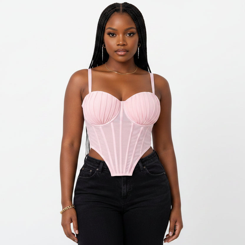 Sexy Spaghetti Strap Irregular Corset Top