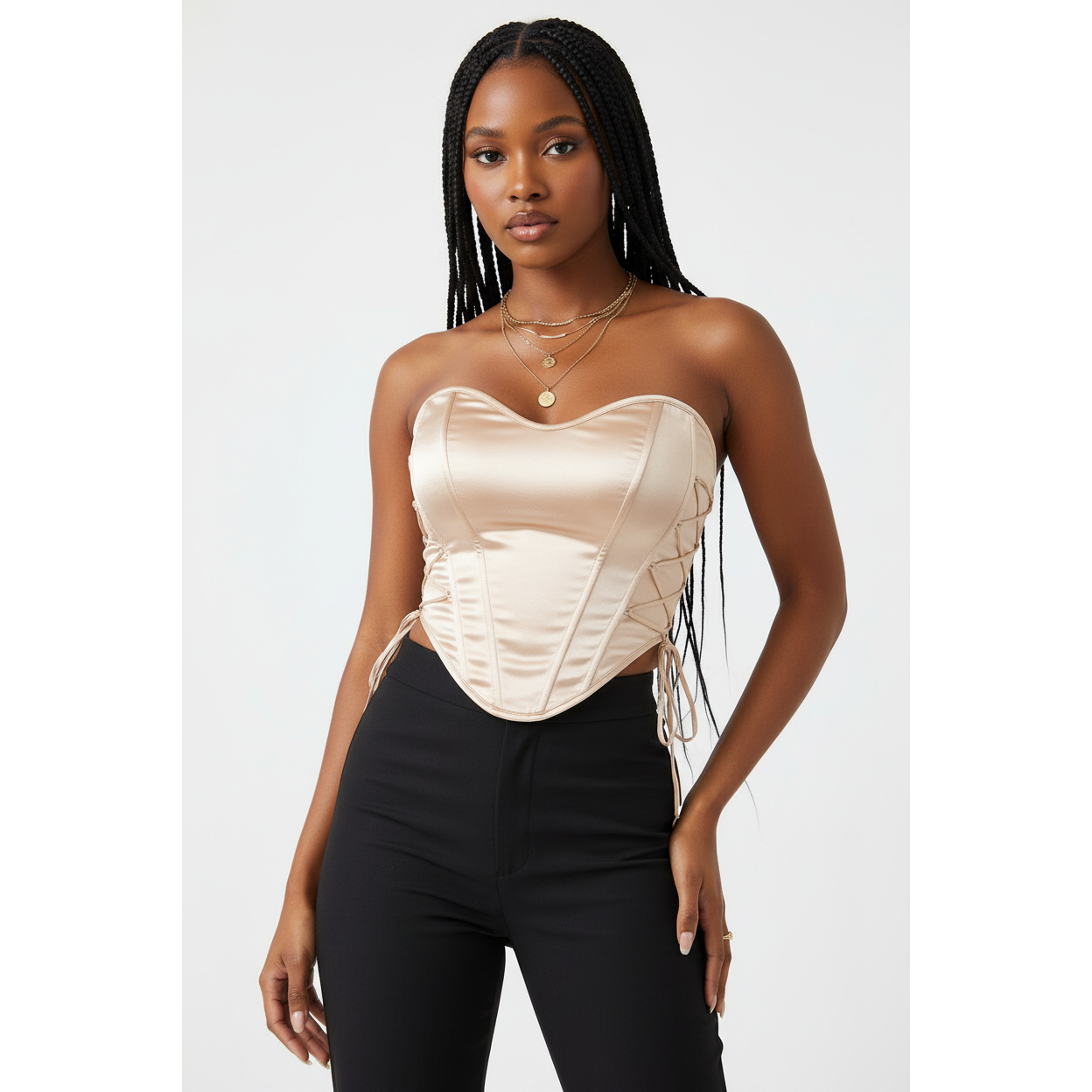 Stylish Sexy Strapless Satin Corset Top