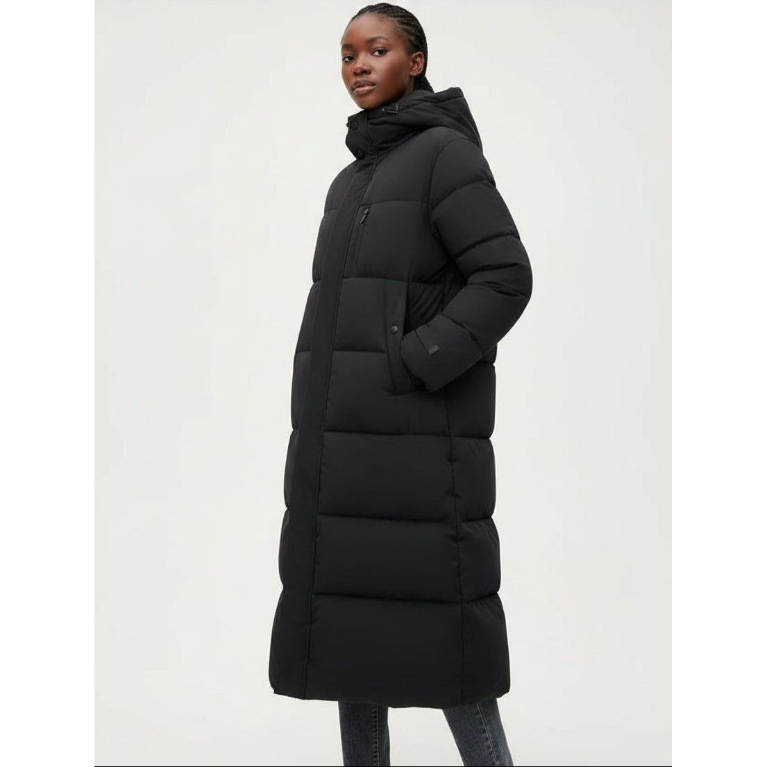 Womens Plus Size Long Quilted Puffer Coat
