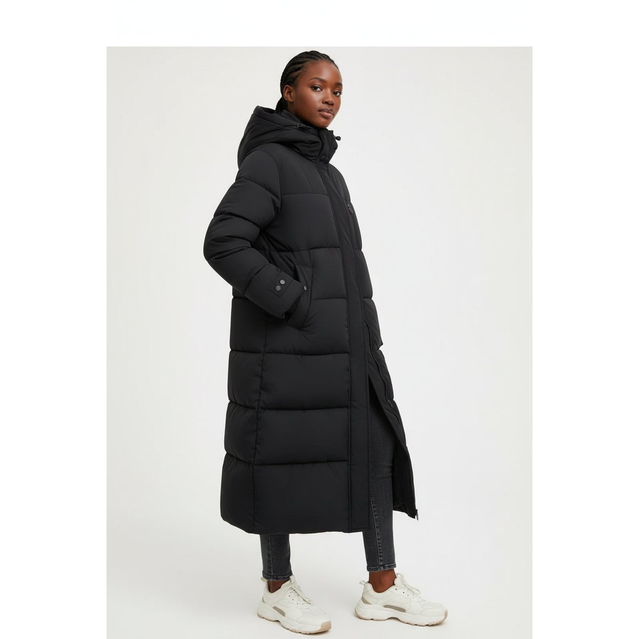 Womens Plus Size Long Quilted Puffer Coat
