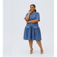 Stylish Plus Size Denim Style Midi Dress