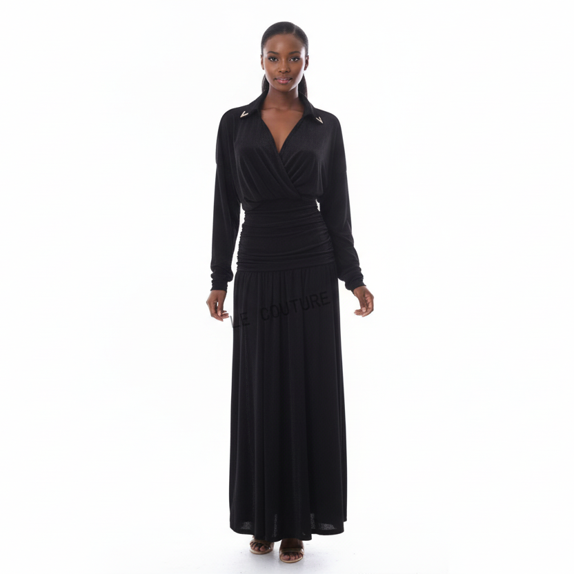 Ladies Long-Sleeved Wrap-Style Maxi Dress