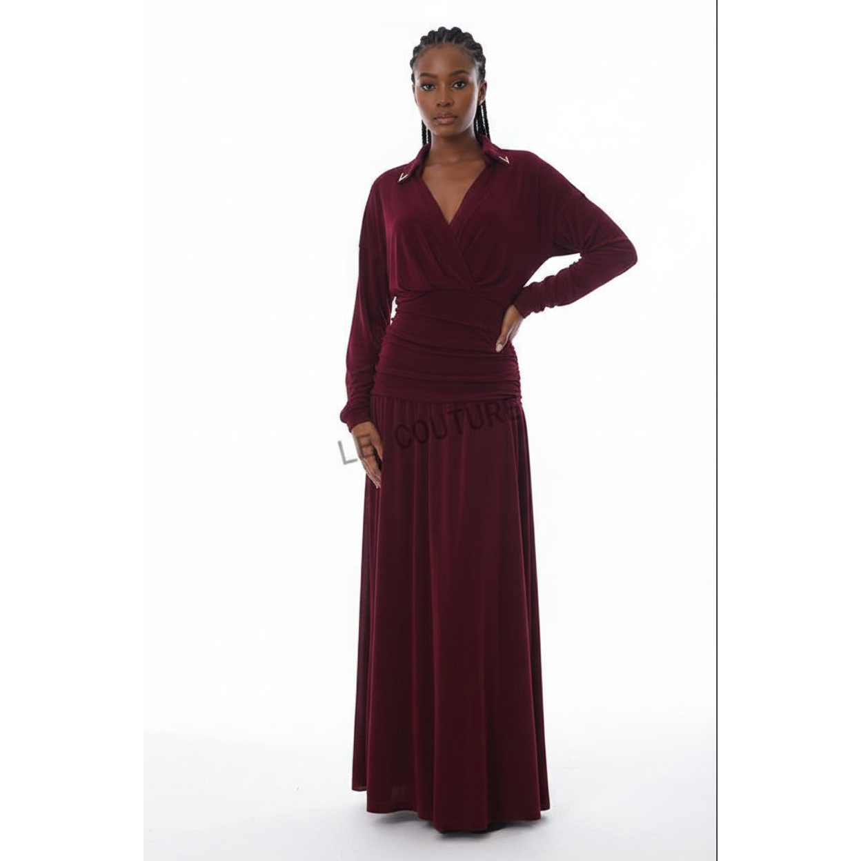 Ladies Long-Sleeved Wrap-Style Maxi Dress