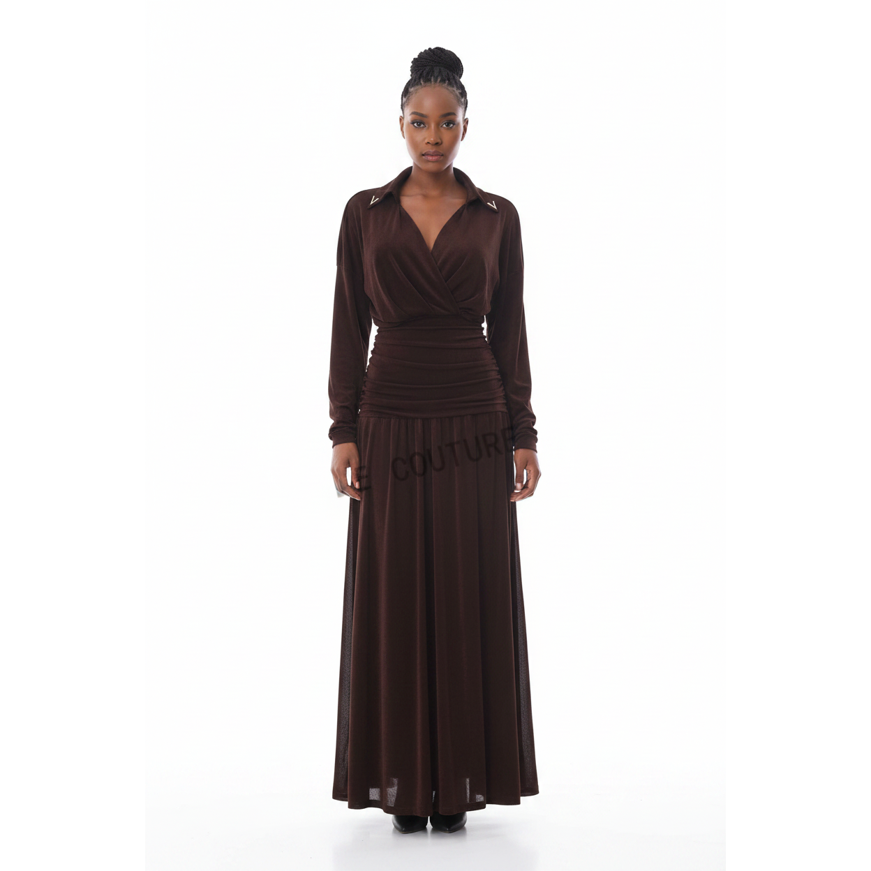 Ladies Long-Sleeved Wrap-Style Maxi Dress