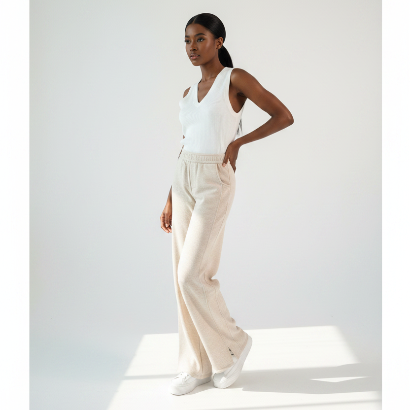 Women's High-Waisted Knitted Wide-Leg Pants