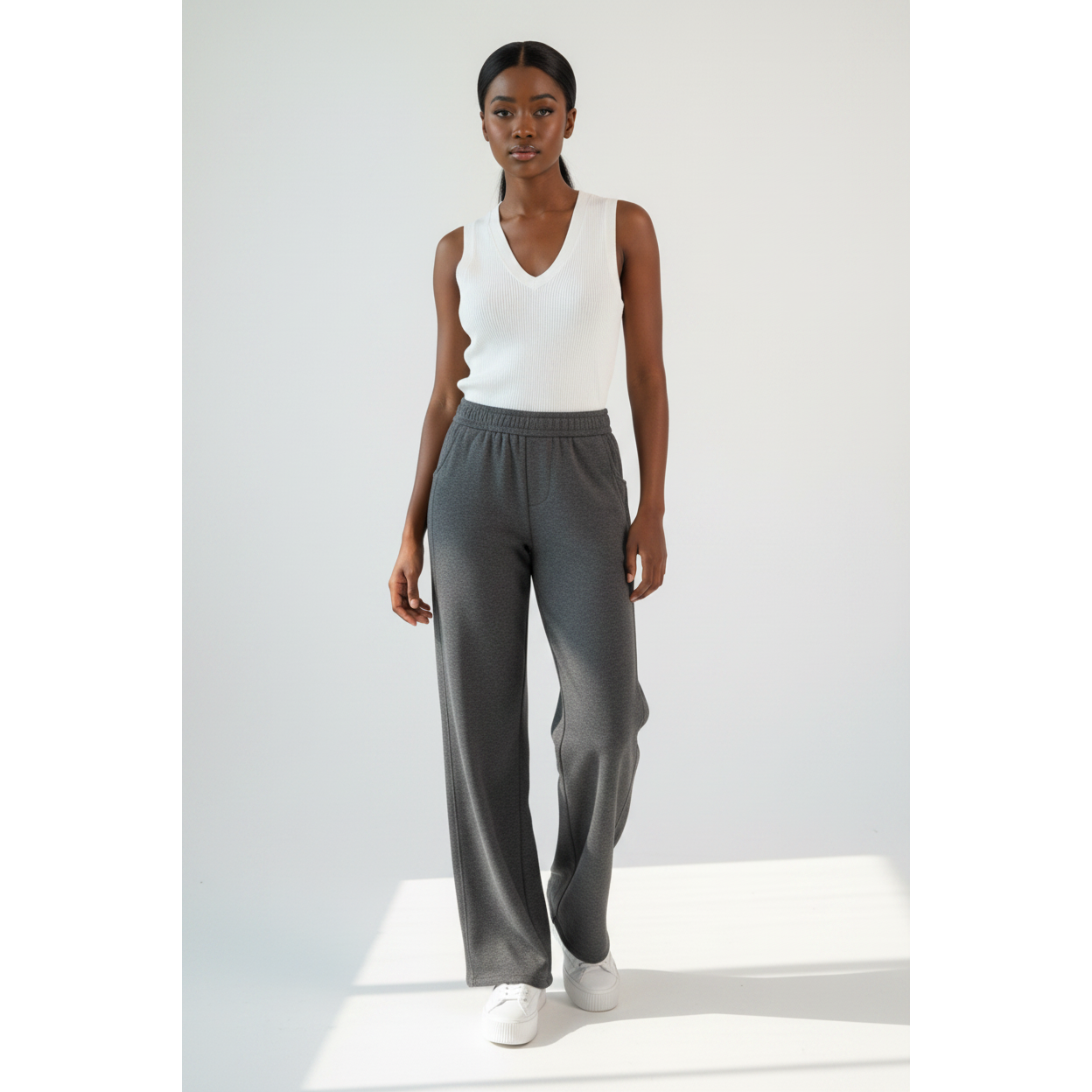 Women's High-Waisted Knitted Wide-Leg Pants