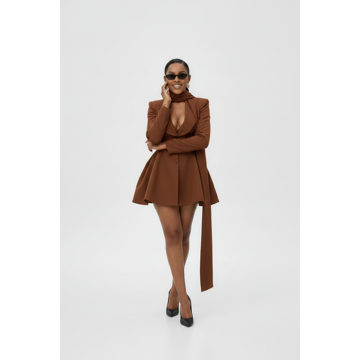 Plus Size Tailored (Draped Scarf) Mini Dress