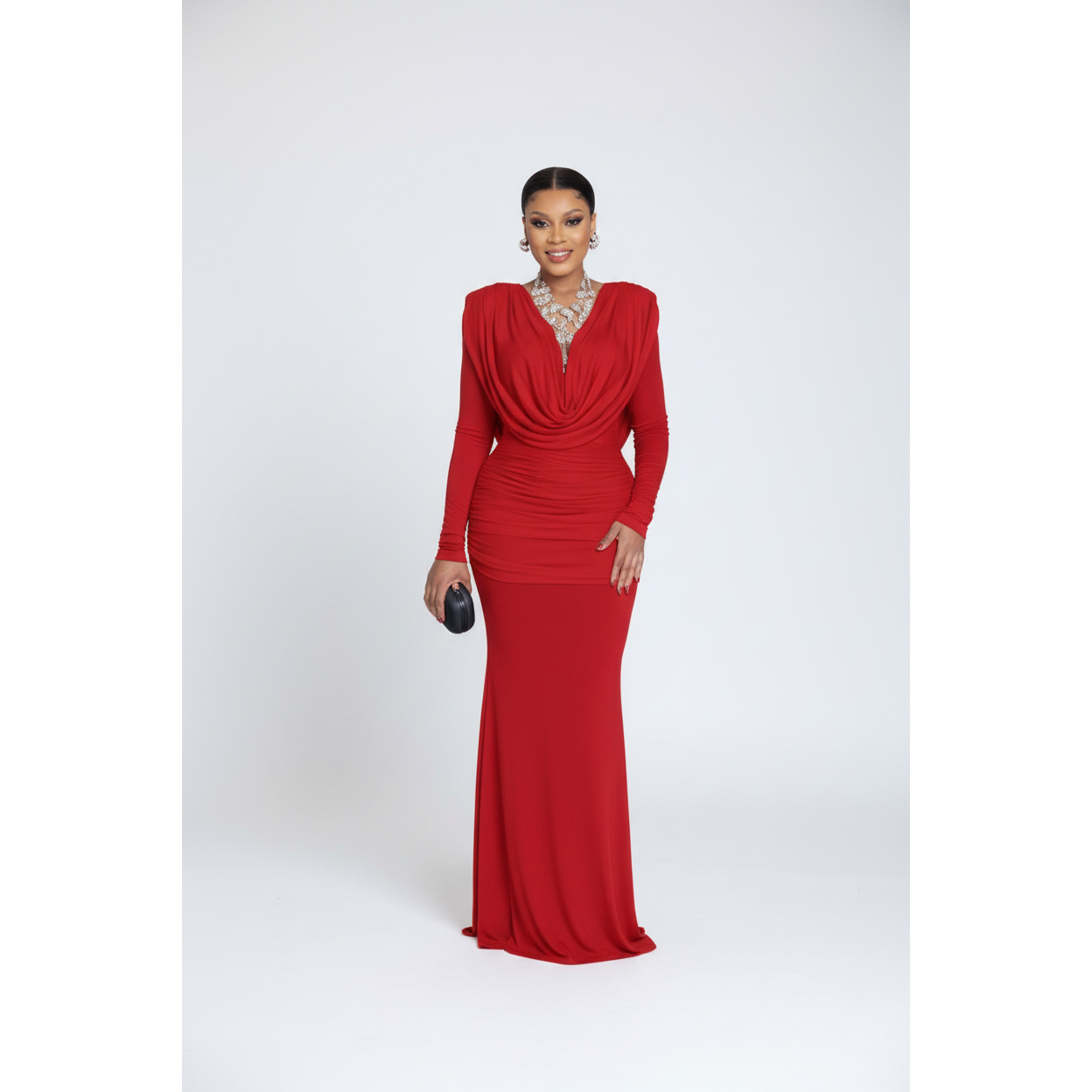 Plus Size Classic Cowl Neck Gown
