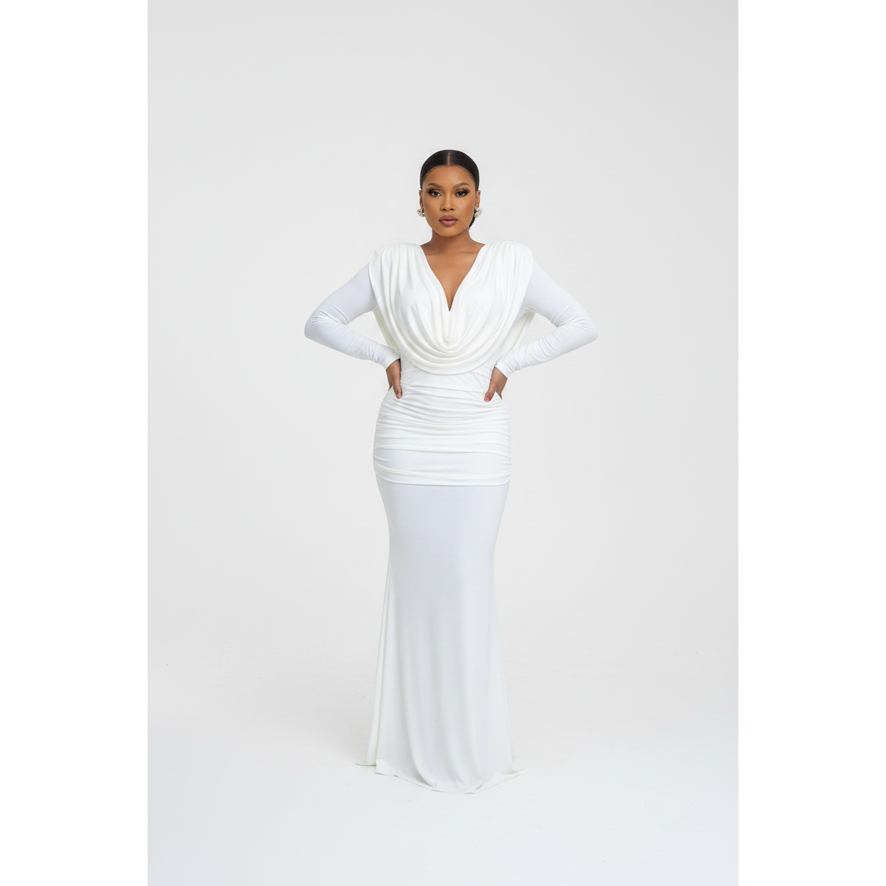 Plus Size Classic Cowl Neck Gown