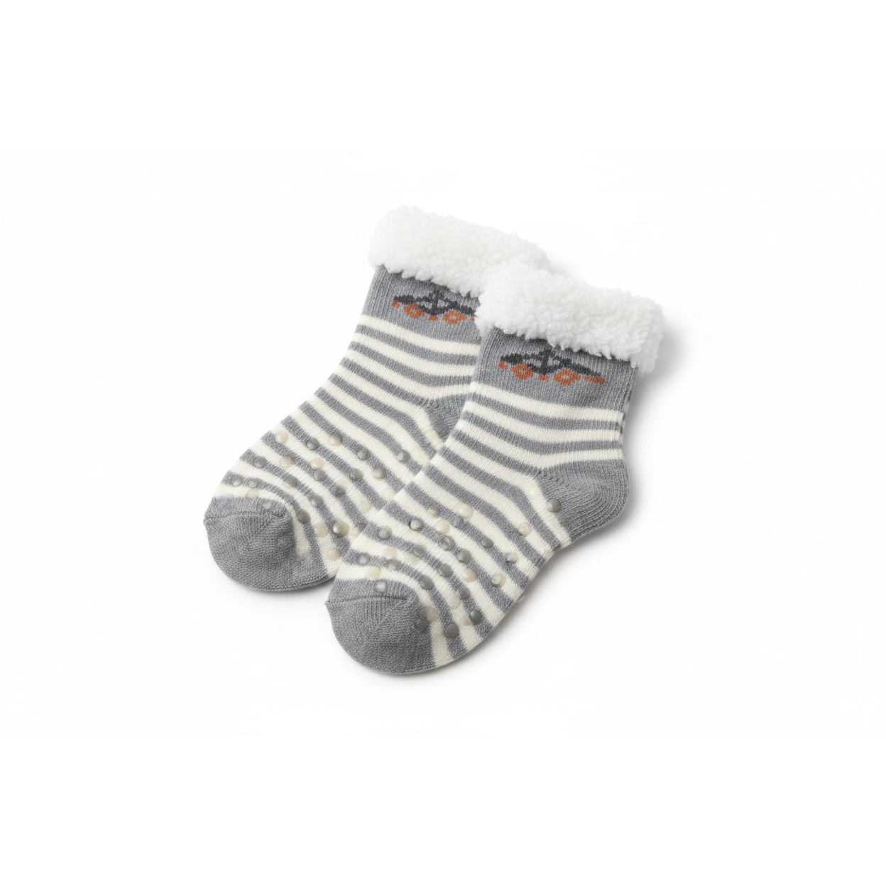 Kids Stripe & Car Winter Non Slip Socks