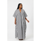 Oversized V-Neck Striped Maxi Dress