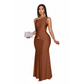 Elegant Sleeveless Ruched Maxi Dress