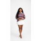 Striped Long Sleeve Oversized Polo Top