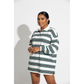 Striped Long Sleeve Oversized Polo Top