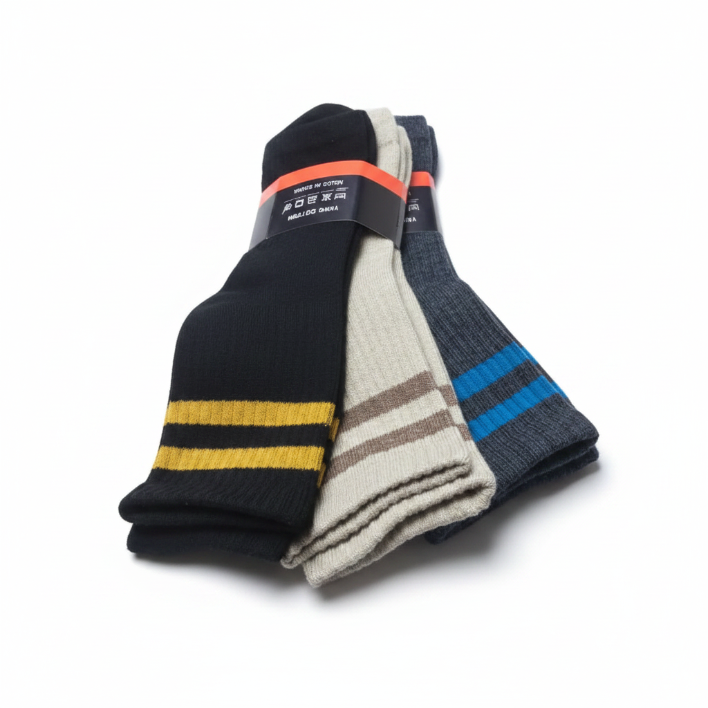 Striped Ribbed Knit Trim Socks