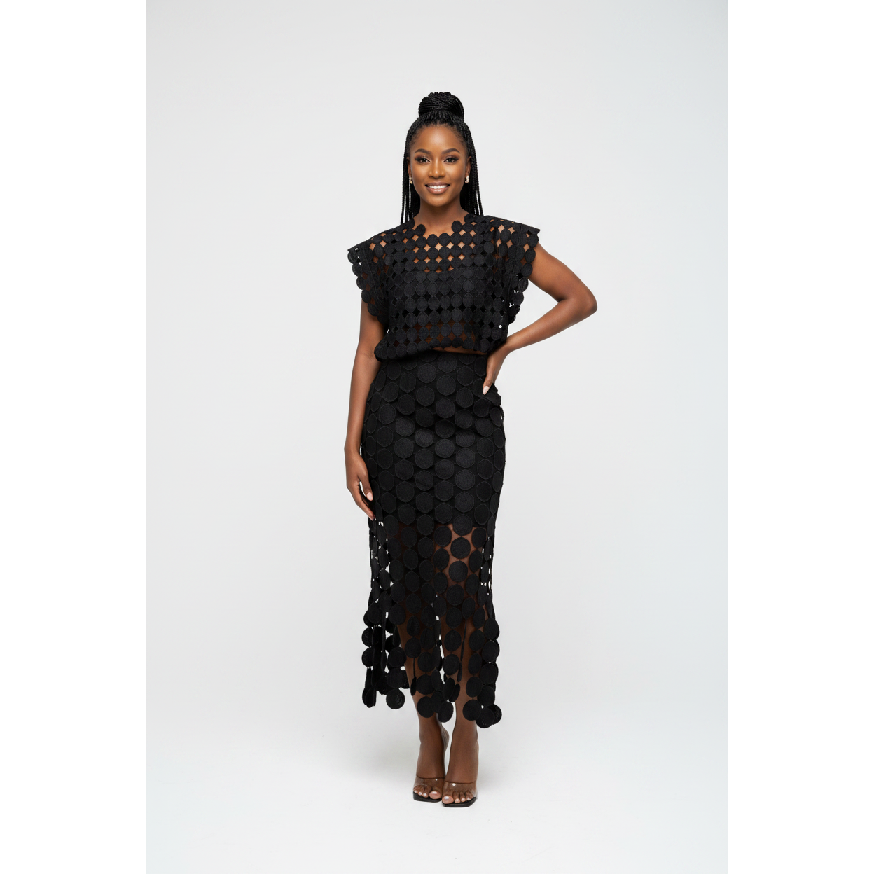Ladies Circo Fringe Circular Cutout Top and Skirt Set