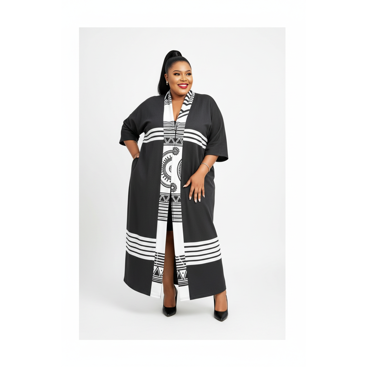 Elegant Front Slit African Print Maxi Dress