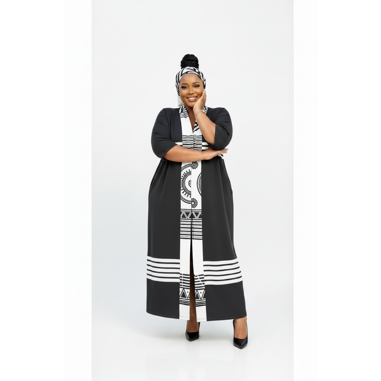 Elegant Front Slit African Print Maxi Dress