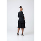 Black Pleated Hem White Collar Long Sleeve Dress