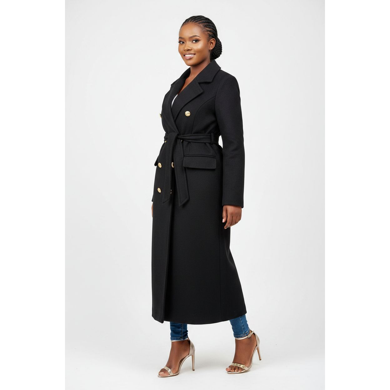 Long Double Breasted Trench Coat