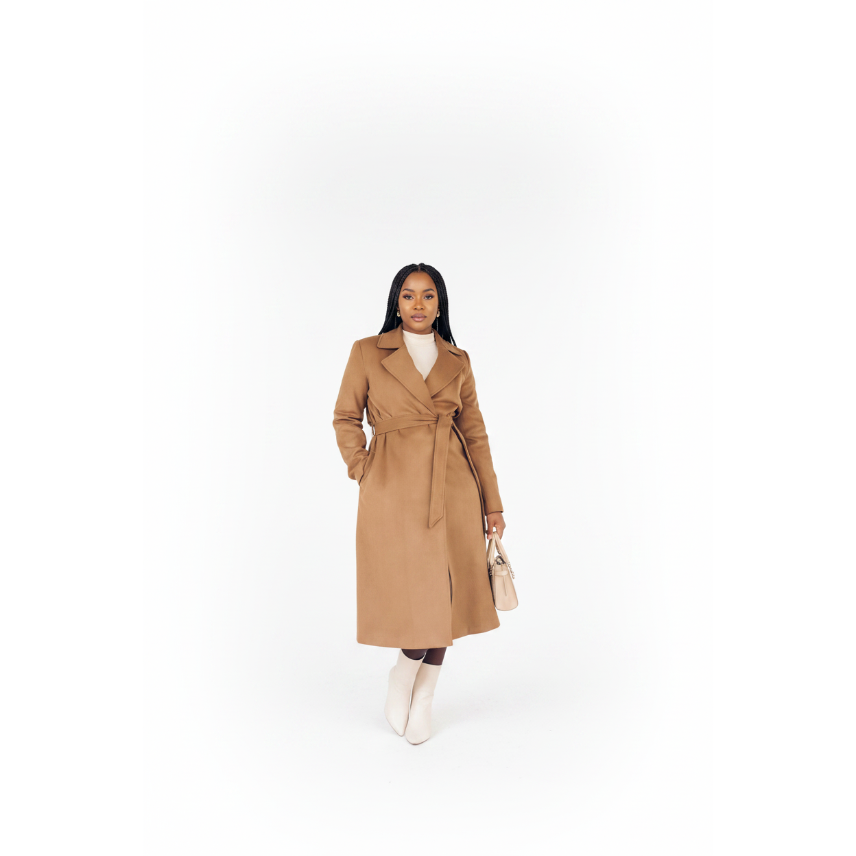 Long Belted Elegant Winter Wrap Trench Coat