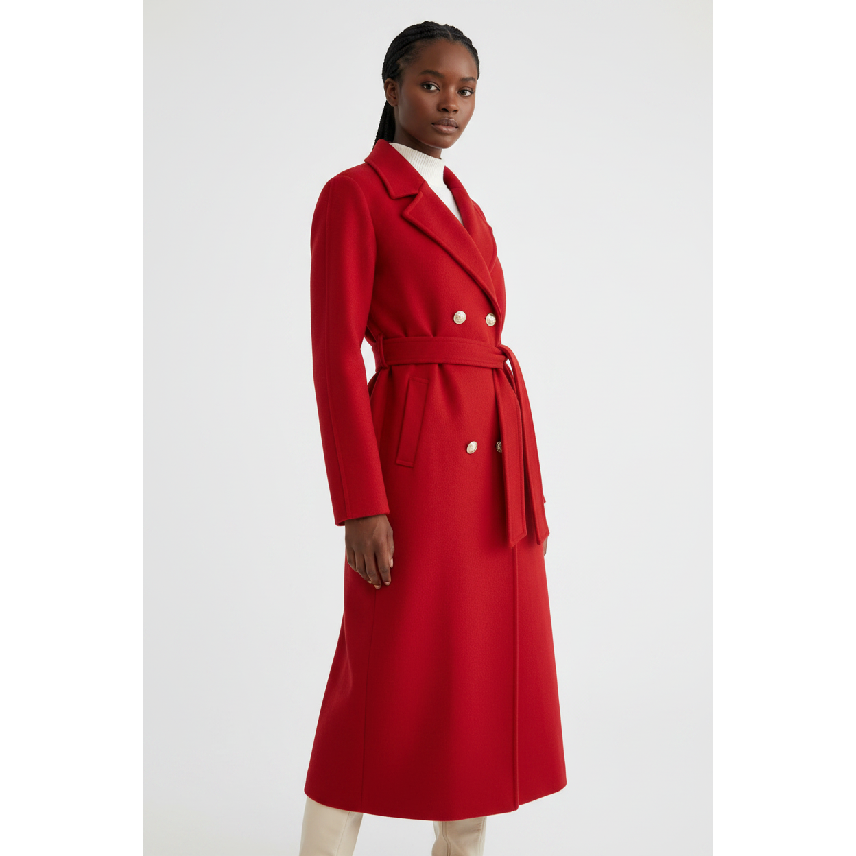 Double Breasted Winter Long Belted Trench Coat