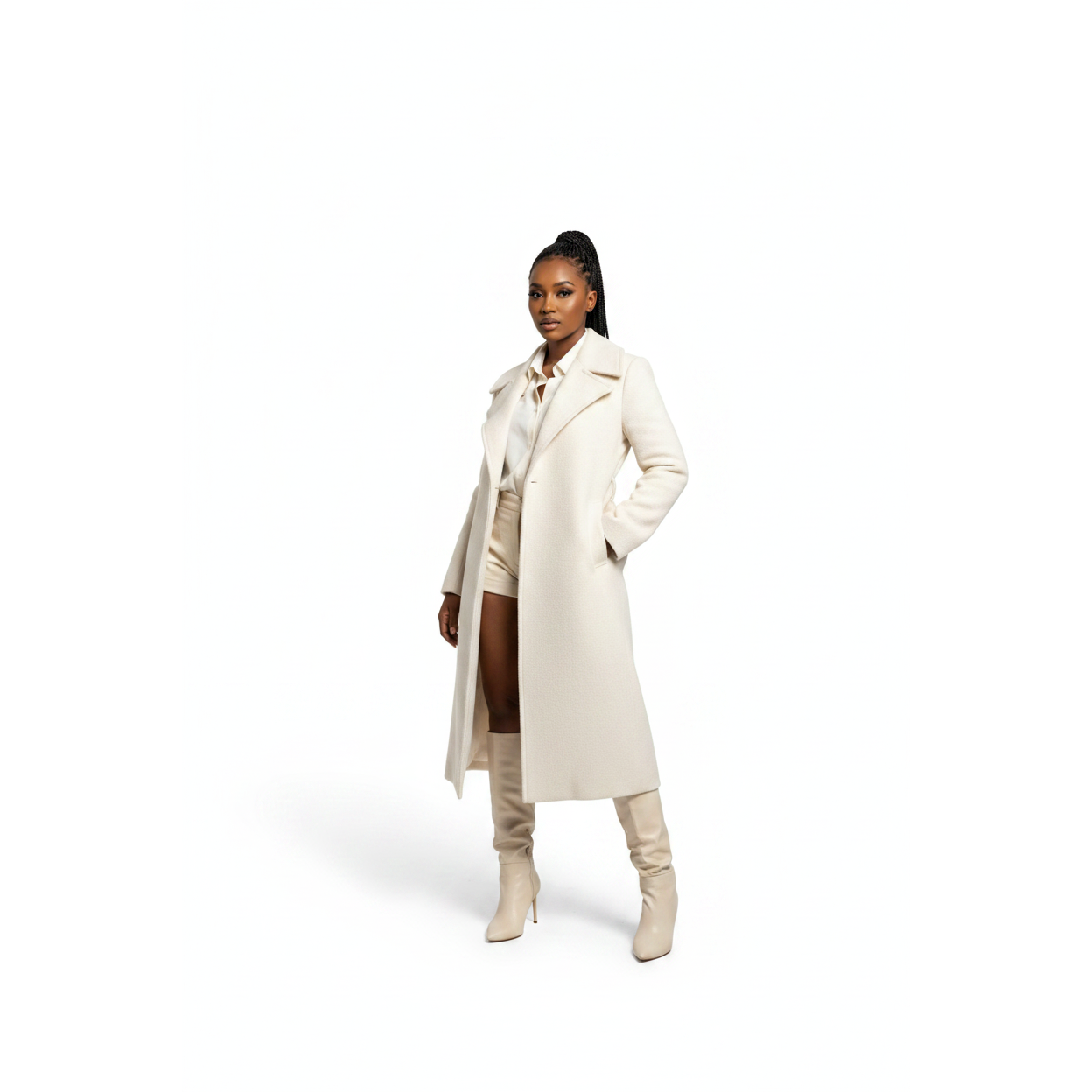 Longline Open Front Elegant Winter Trench Coat