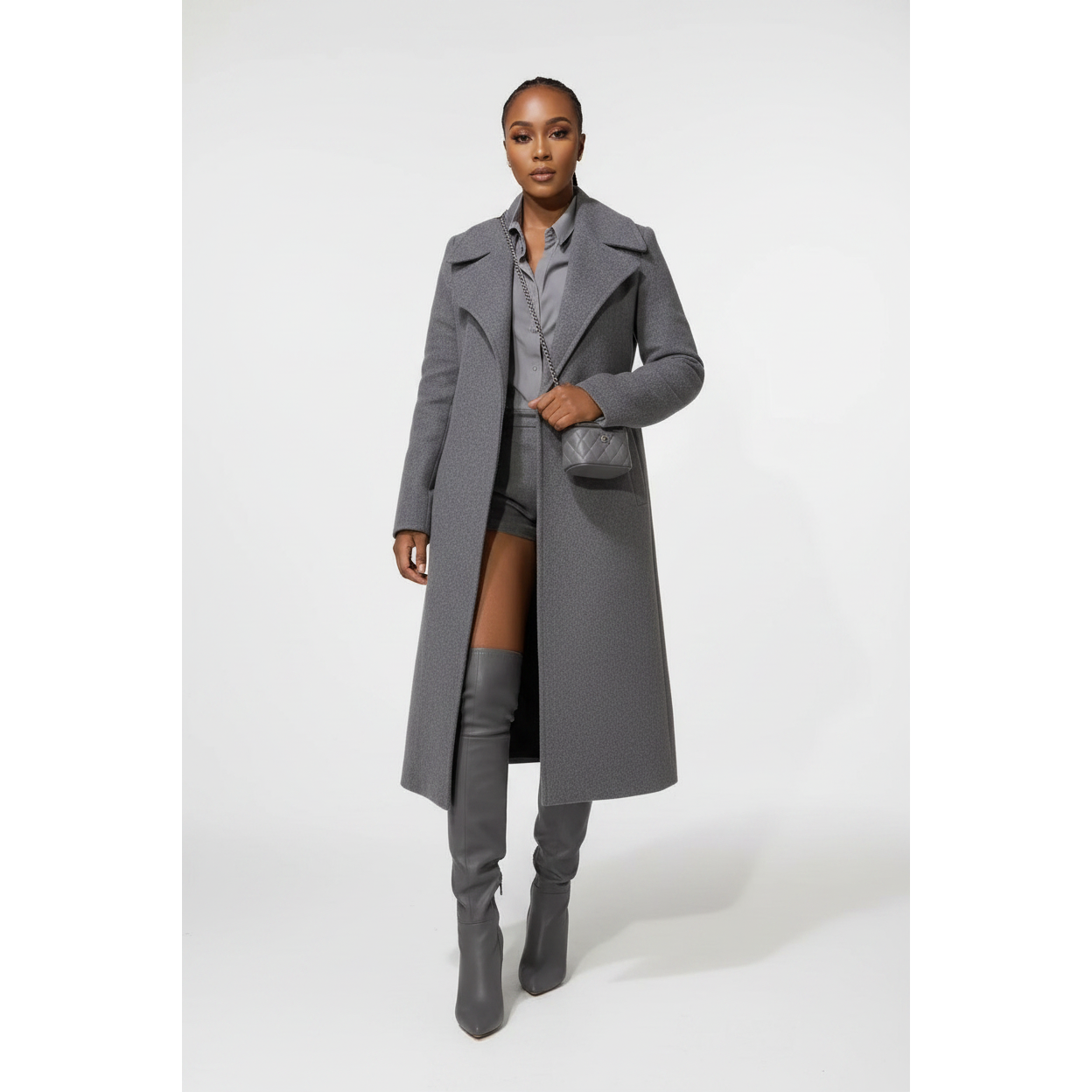Longline Open Front Elegant Winter Trench Coat