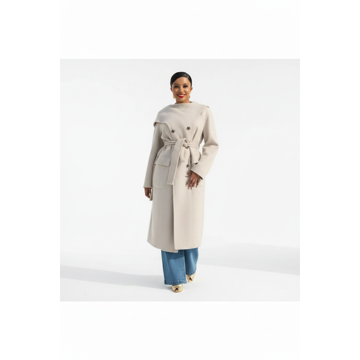 Cape Collar Belted Winter Trench Long Coat
