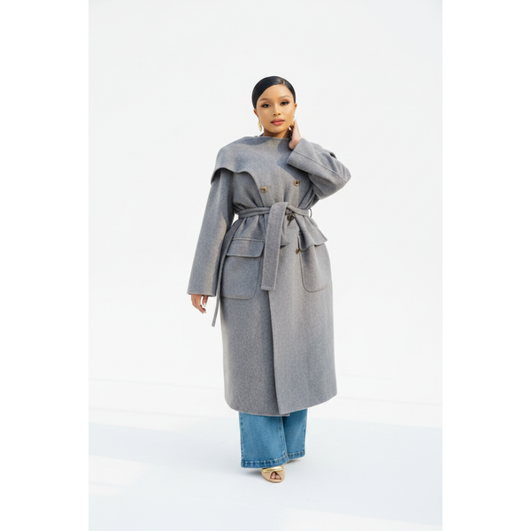 Cape Collar Belted Winter Trench Long Coat – YELLOW SUB TRADING