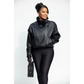 Faux Leather Oversized High Neck Biker Jacket