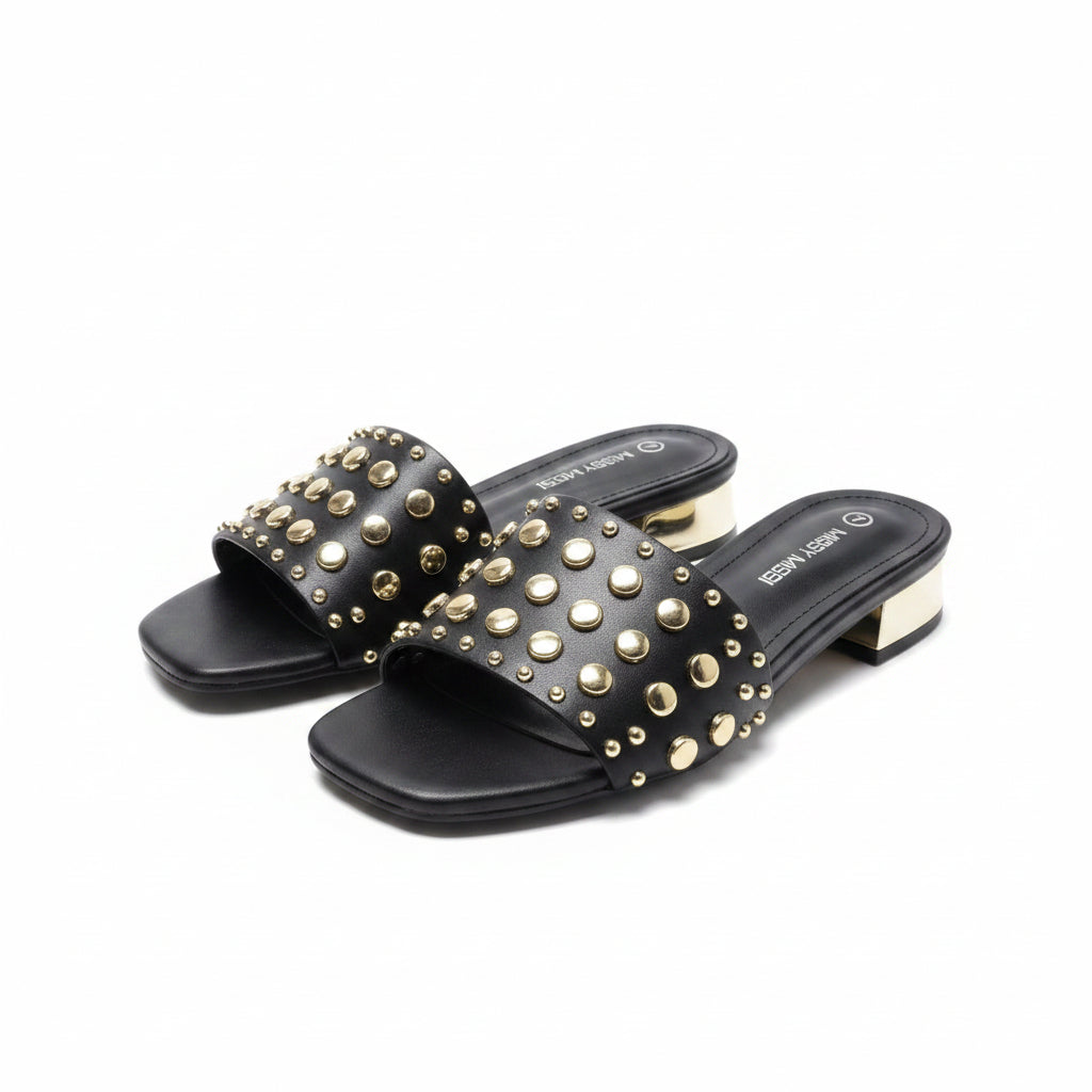 Slip On Studded Flat Sandals