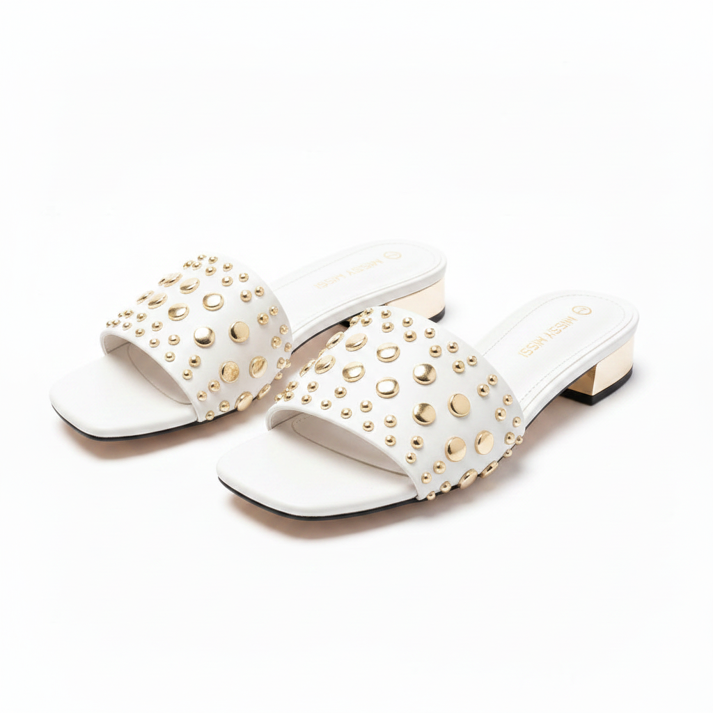 Slip On Studded Flat Sandals