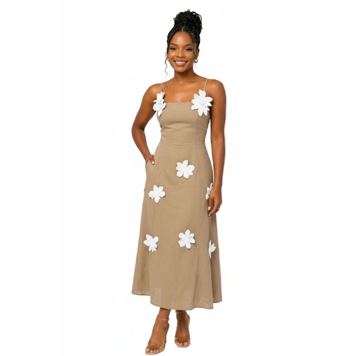 3D Flower Sleeveless Sling Dress