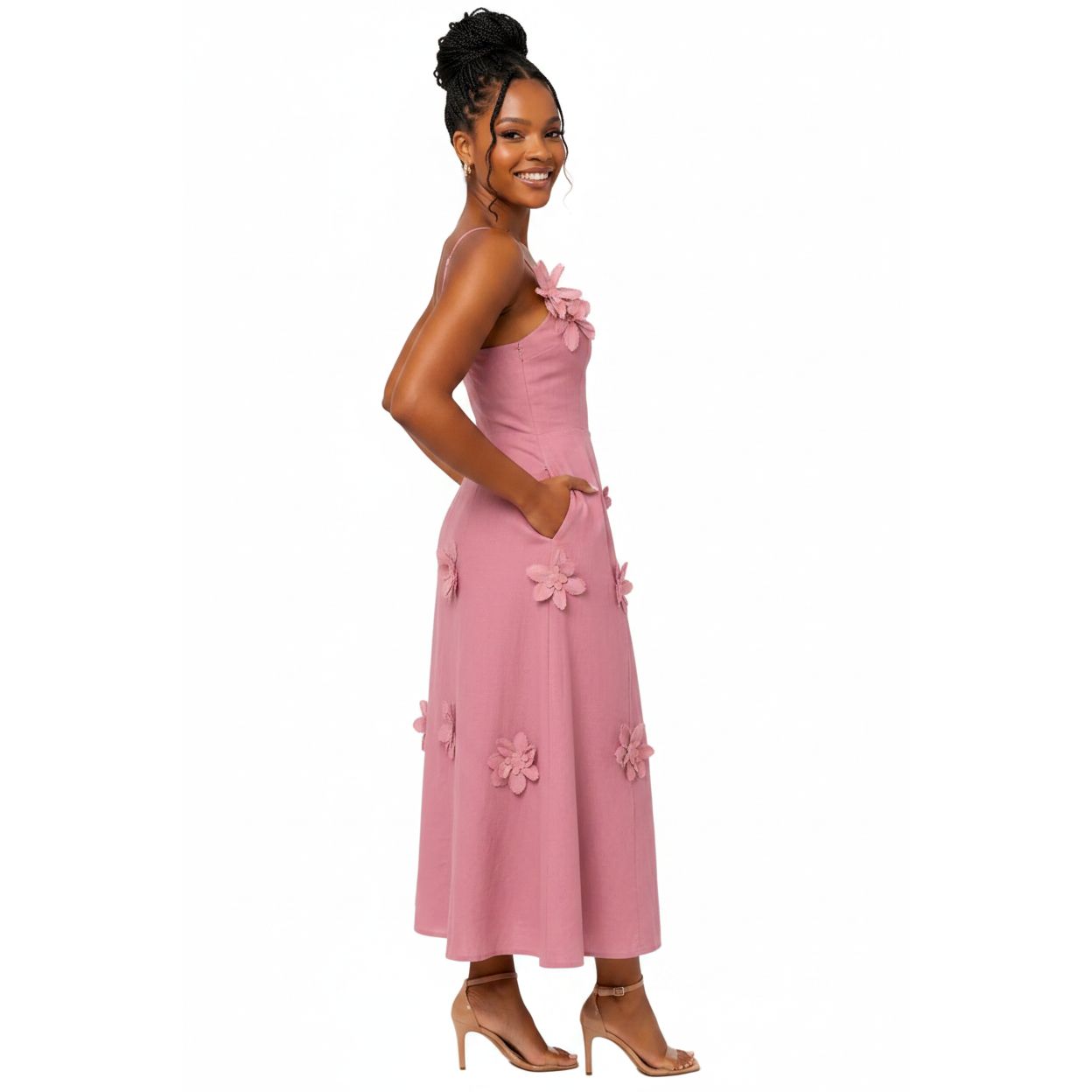 3D Flower Sleeveless Sling Dress