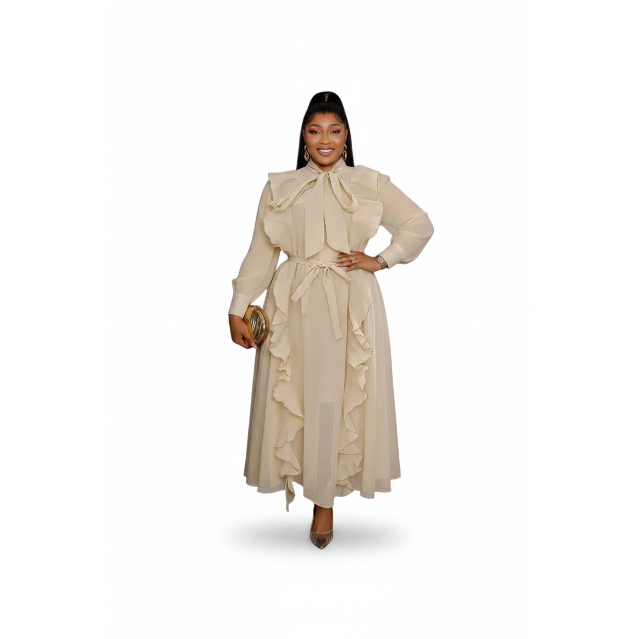 Plus Size Flowy Multi-frill Maxi Dress