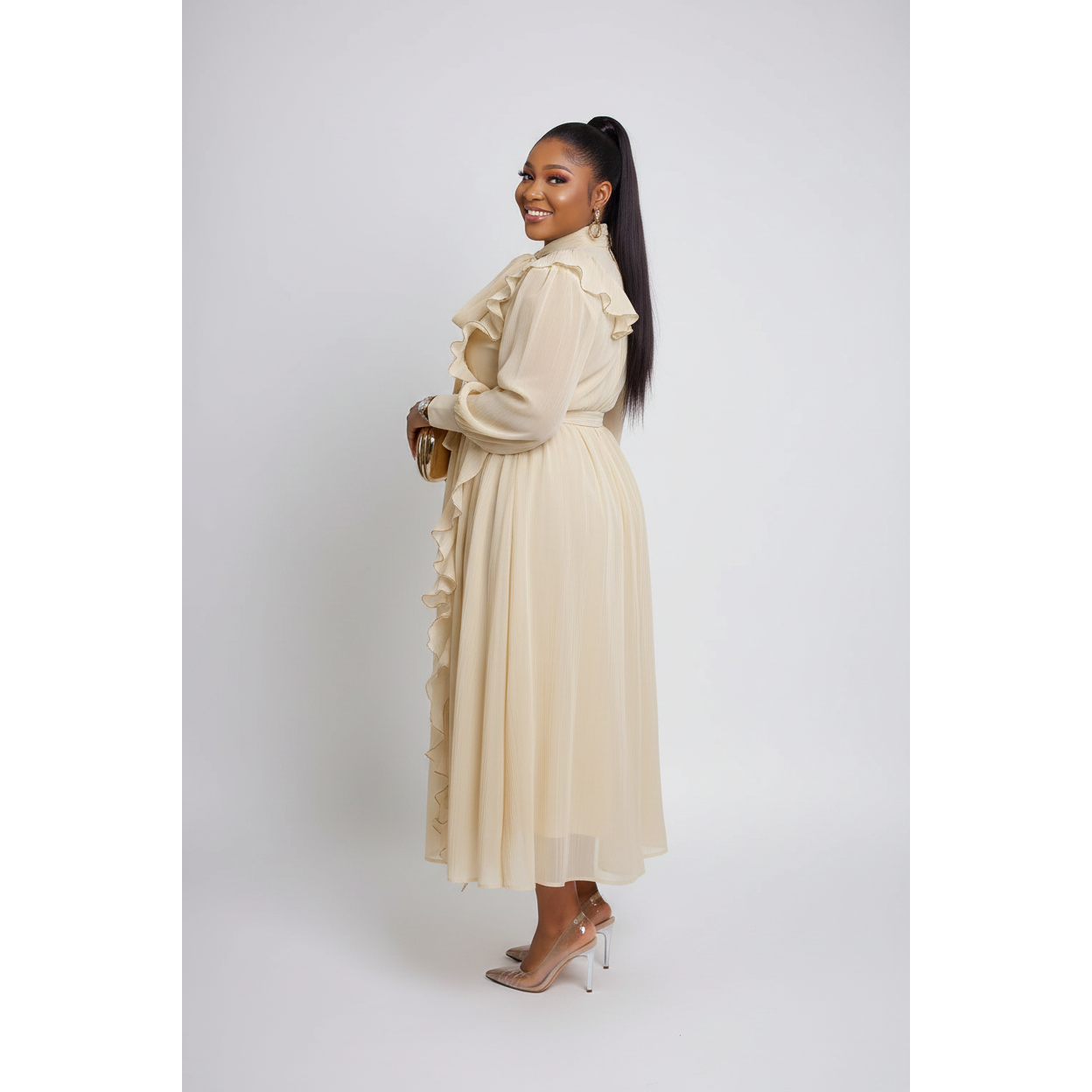 Plus Size Flowy Multi-frill Maxi Dress